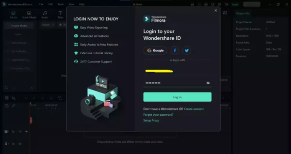 Filmora 15 premium account login Bangladesh with AI tools and no watermark video export